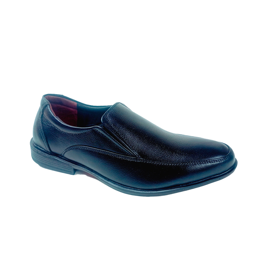 Leather Italia Elastic Pump Shoe TH-1022 black leather slip-on formal shoe