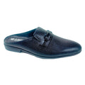 Leather Italia Step Dice Half Shoe TH-2024 black textured buckle slip-on
