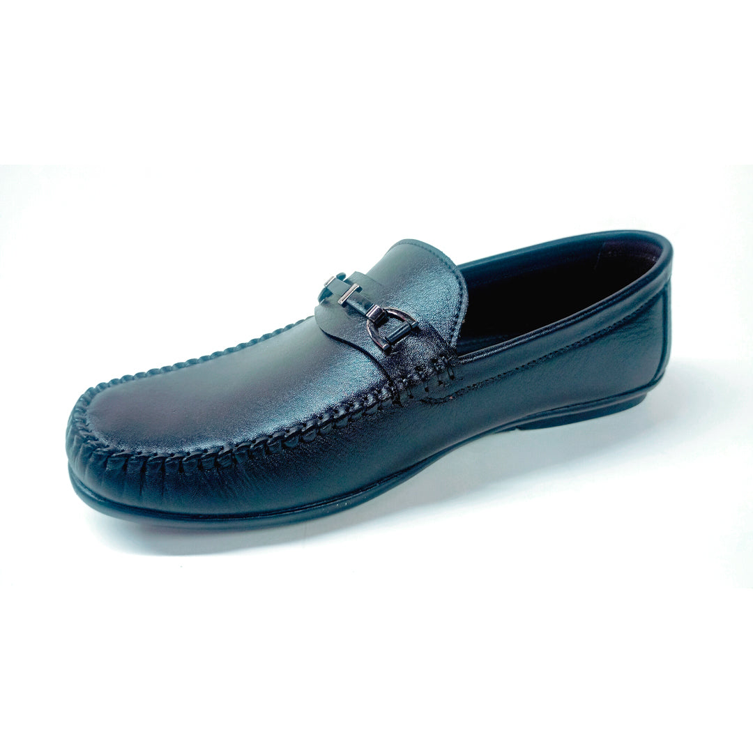 Leather Italia Kuchi Loafer TH-2026 black leather bit loafer